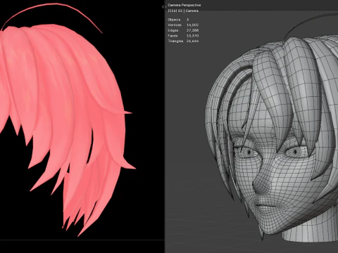 Anime Style Hair - 03 3D Model