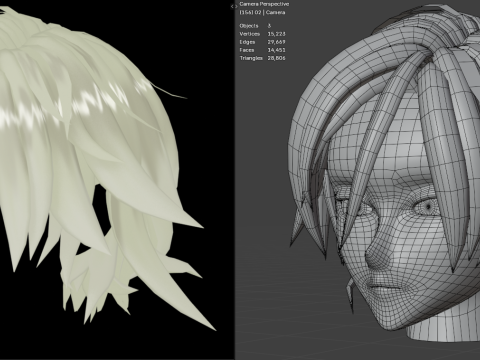 Anime Style Hair - 03 Model 3D