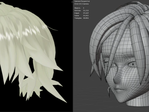 Anime Style Hair - 03 3D Model