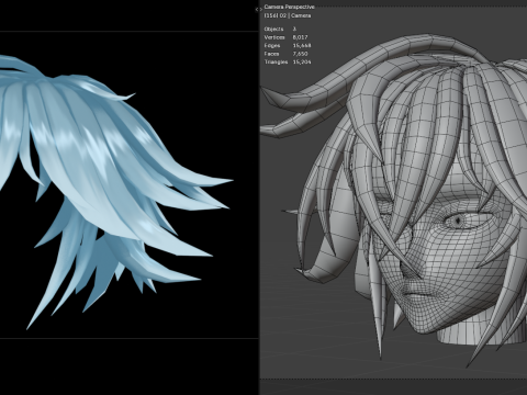 Anime Style Hair - 03 Model 3D