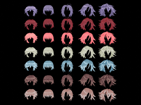 Anime Style Hair - 03 Model 3D