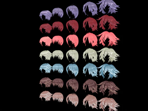 Anime Style Hair - 03 3D Model