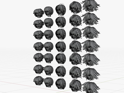 Anime Style Hair - 03 Model 3D