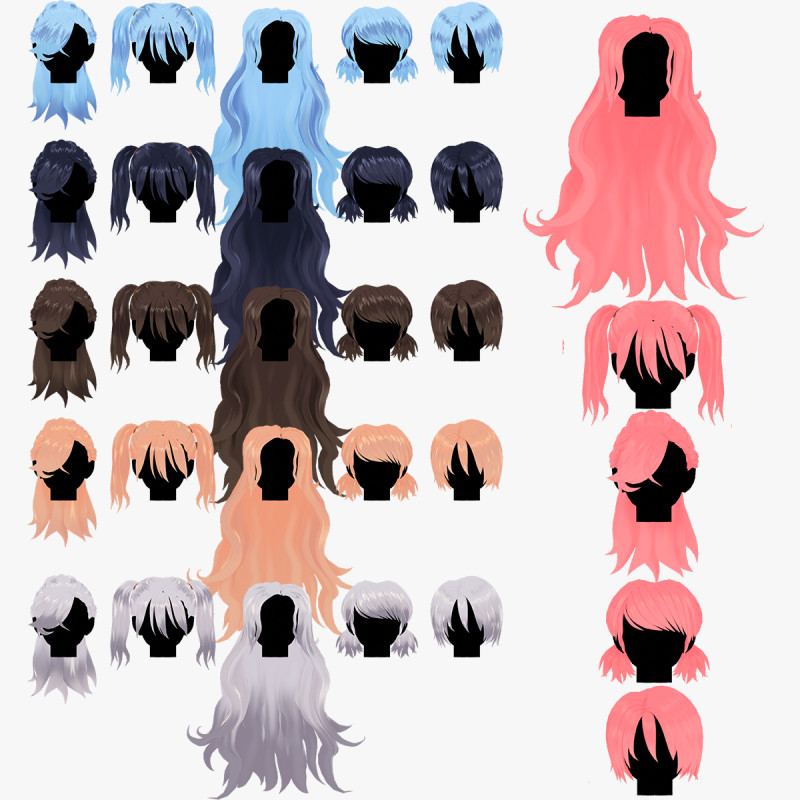 Anime Style Hair - 04 3D Модель .c4d .max .obj .3ds .fbx .stl .blend 