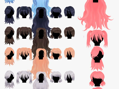 Capelli in stile anime - 04 Modello 3D