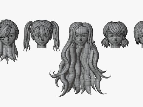 Anime Style Hair - 04 3D Модель