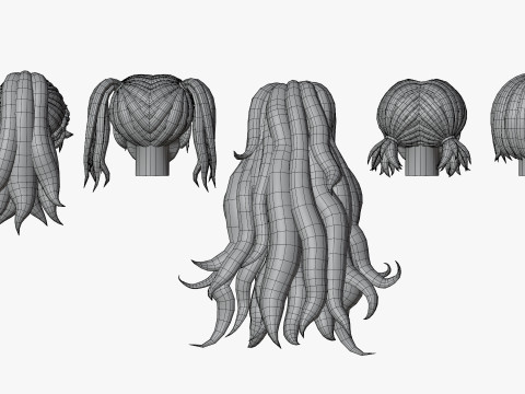 Anime Style Hair - 04 3D Модель