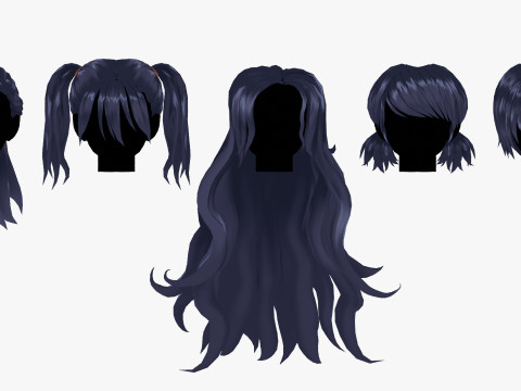 Anime Style Hair - 04 3D Модель