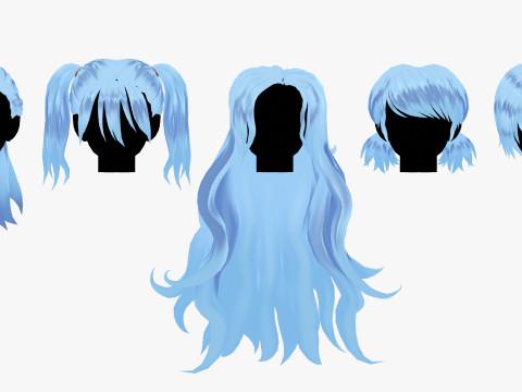 Anime Style Hair - 04 3D Модель