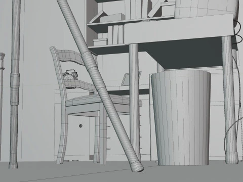 Cartoon Bedroom 3D Model