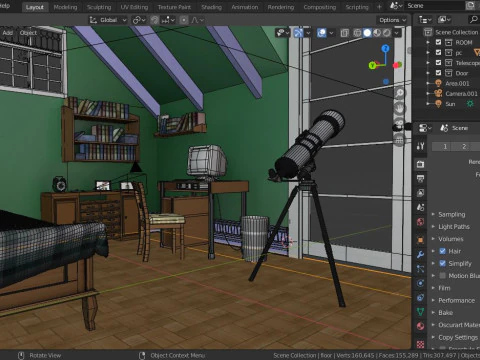 Cartoon Bedroom 3D Model