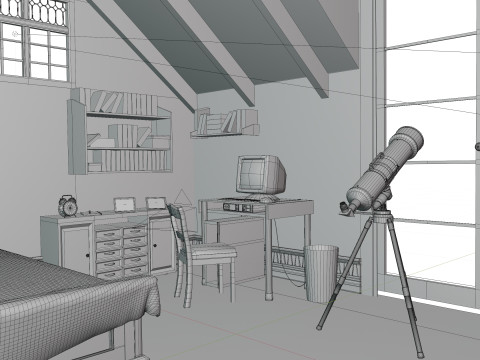 Cartoon Bedroom 3D Модель
