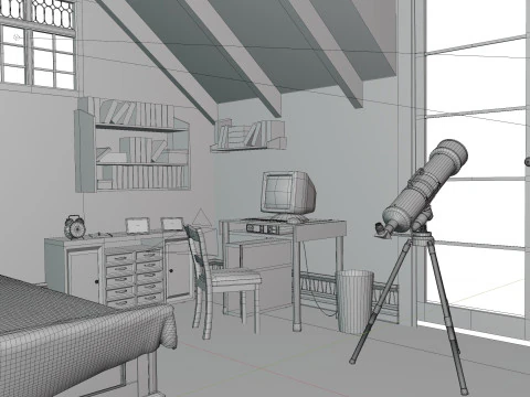 Cartoon Bedroom 3D Model