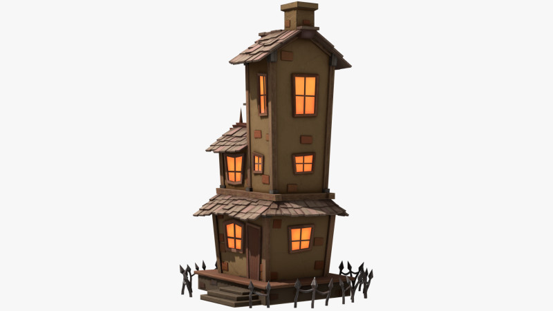 Stylizowane kreskówki nawiedzony dom Model 3D .c4d .max .obj .3ds .fbx .stl .blend