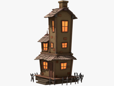 Rumah berhantu Kartun Bergaya Model 3D