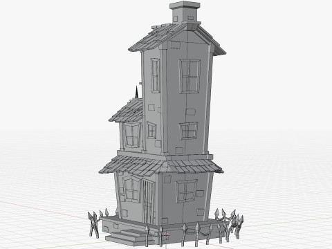 Stylizowane kreskówki nawiedzony dom Model 3D