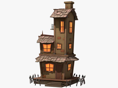 Stylized Cartoon hounted House 3D Model