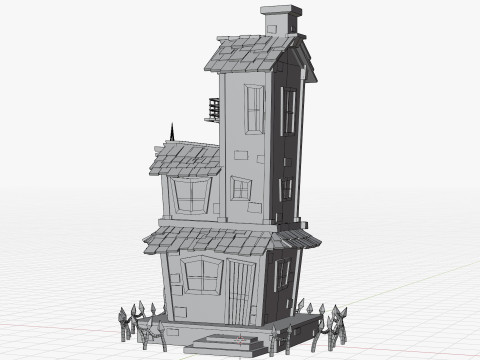 Stylizowane kreskówki nawiedzony dom Model 3D
