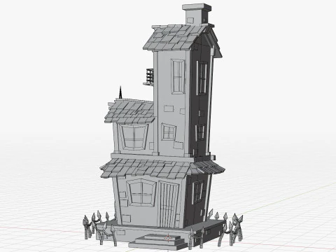 Stylized Cartoon hounted House 3D Model