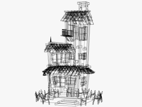 Stylizowane kreskówki nawiedzony dom Model 3D