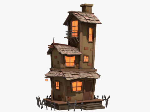 Stylized Cartoon hounted House 3D Model