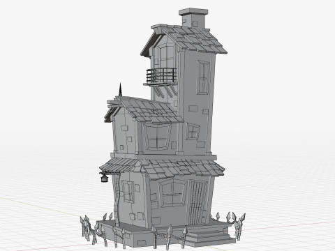 Stylizowane kreskówki nawiedzony dom Model 3D