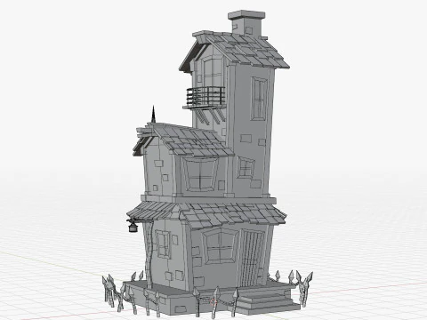 Stylized Cartoon hounted House 3D Model