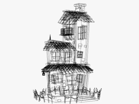 Stylized Cartoon hounted House 3D Model