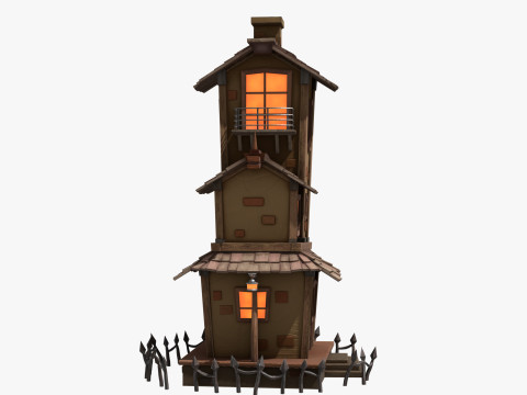 Stylizowane kreskówki nawiedzony dom Model 3D