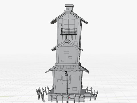 Stylizowane kreskówki nawiedzony dom Model 3D
