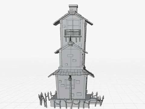 Stylized Cartoon hounted House 3D Model