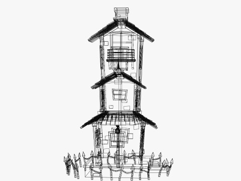 Stylizowane kreskówki nawiedzony dom Model 3D