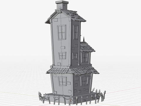 Stylizowane kreskówki nawiedzony dom Model 3D