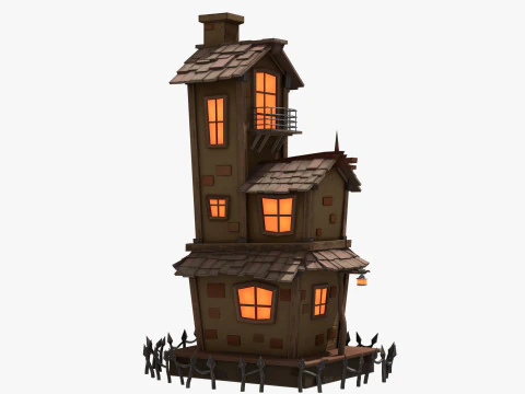 Stylized Cartoon hounted House 3D Model