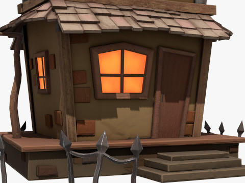 Stylizowane kreskówki nawiedzony dom Model 3D