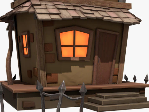 Stylized Cartoon hounted House 3D Model