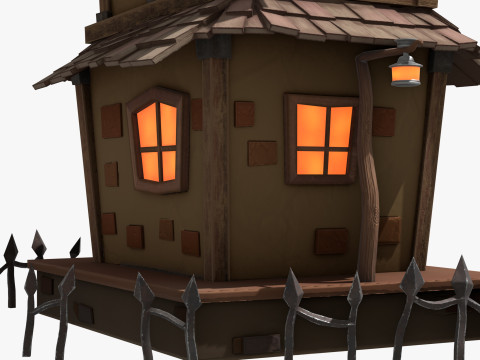 Stylizowane kreskówki nawiedzony dom Model 3D