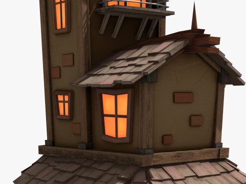 Stylizowane kreskówki nawiedzony dom Model 3D