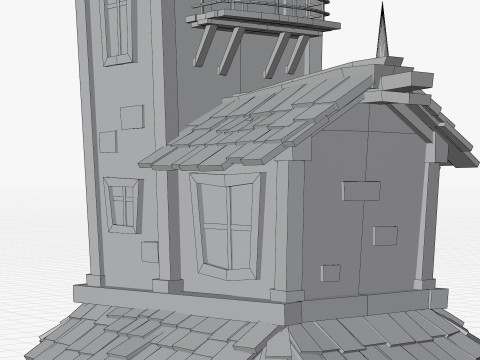 Stylizowane kreskówki nawiedzony dom Model 3D