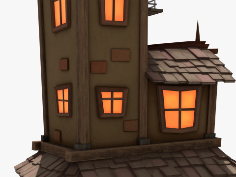 Stylizowane kreskówki nawiedzony dom Model 3D