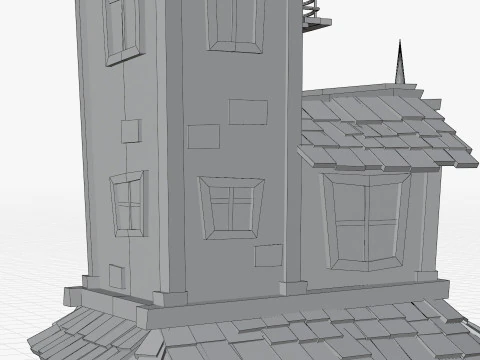 Stylized Cartoon hounted House 3D Model