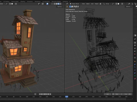 Stylized Cartoon hounted House 3D Model