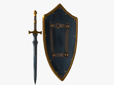 Stylized Sword And Shield 3D Model