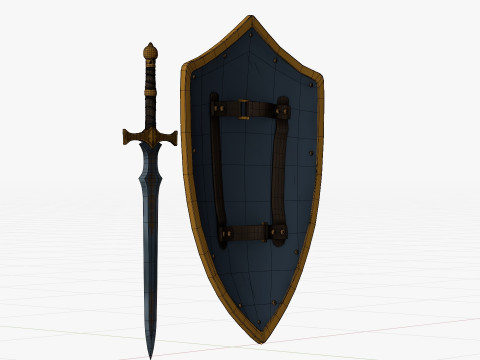 様式化された剣と盾 3Dモデル