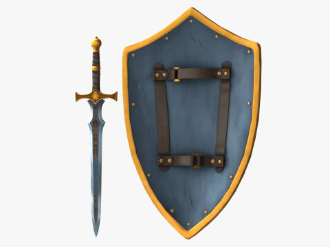 Stylized Sword And Shield 3D Model