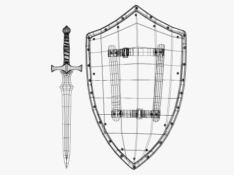 様式化された剣と盾 3Dモデル