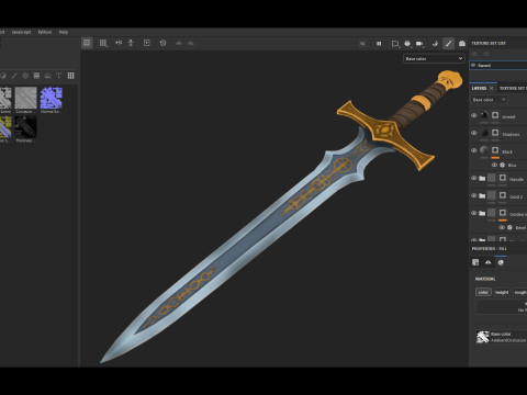 様式化された剣と盾 3Dモデル