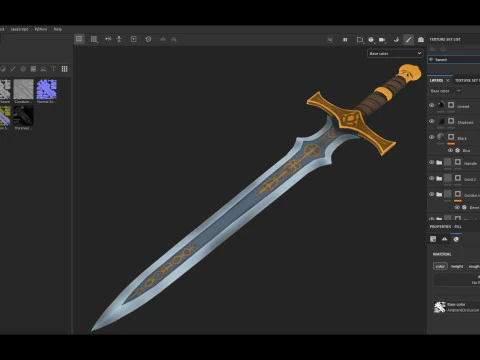 Stylized Sword And Shield 3D Model