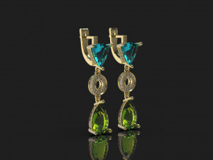 classic earrings with semiprecious stones 3D Print Model