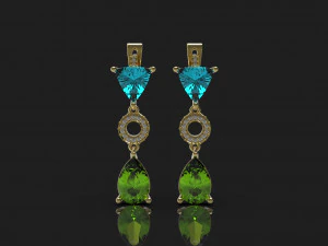 classic earrings with semiprecious stones 3D Print Model